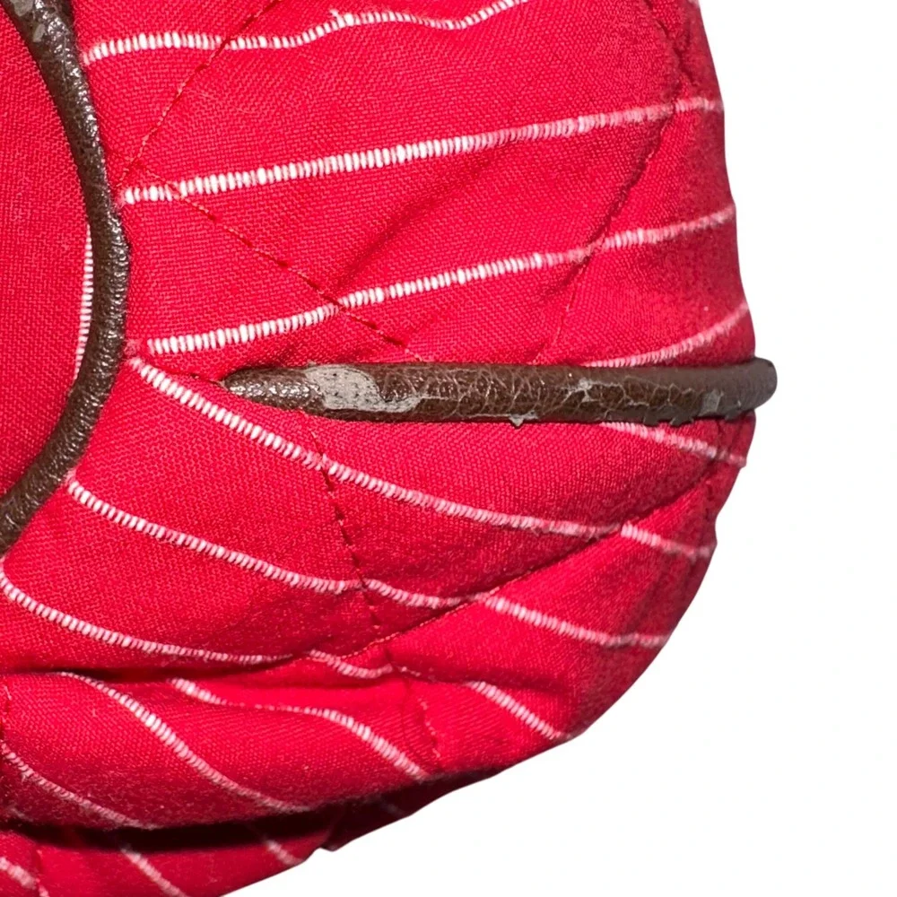Vera Bradley Quilted Bucket Bag Purse‎ Red Striped Drawstring Shoulder Bag